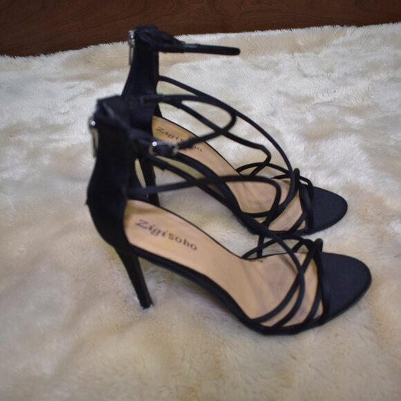 Zigi Soho Blaker Black Strappy Stiletto Heels Size 8 Ankle Strap Sandals - Picture 12 of 12